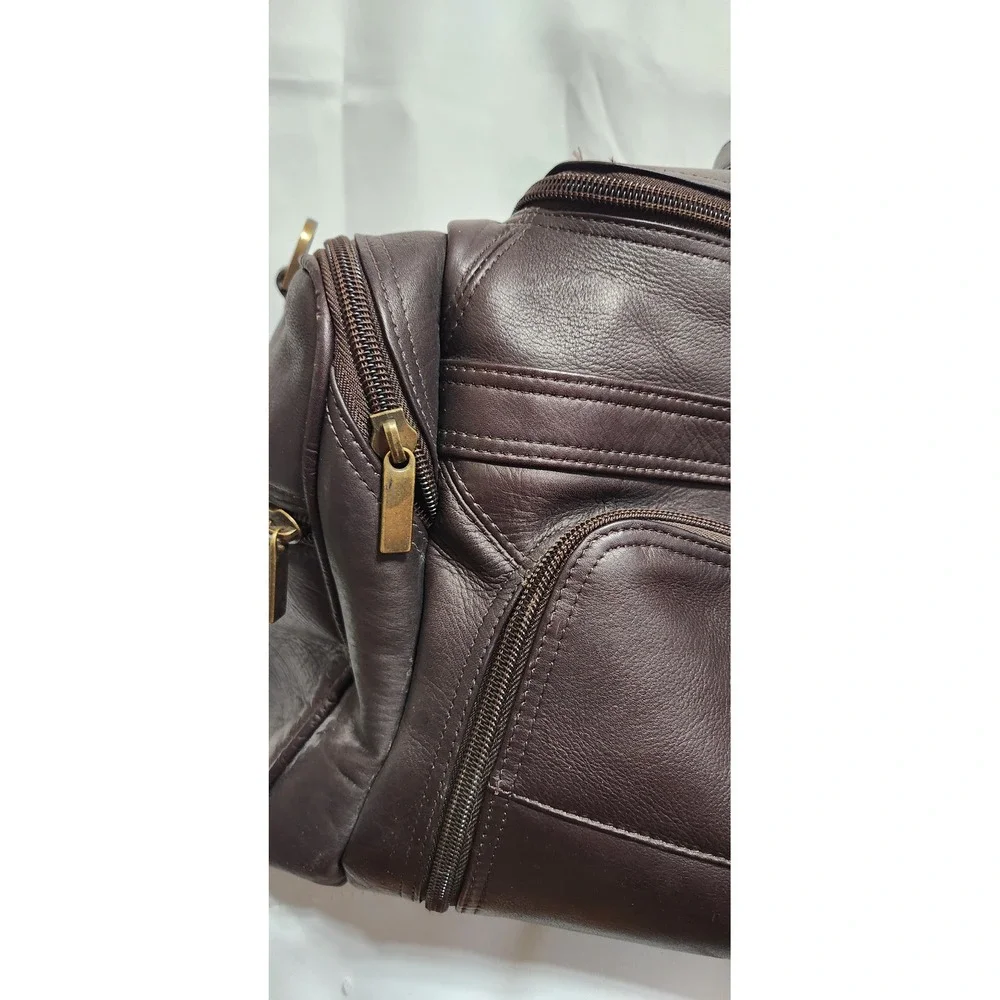 Links Kings Brown Leather Duffel Bag Travel Weekend Carry On Brass Hardware